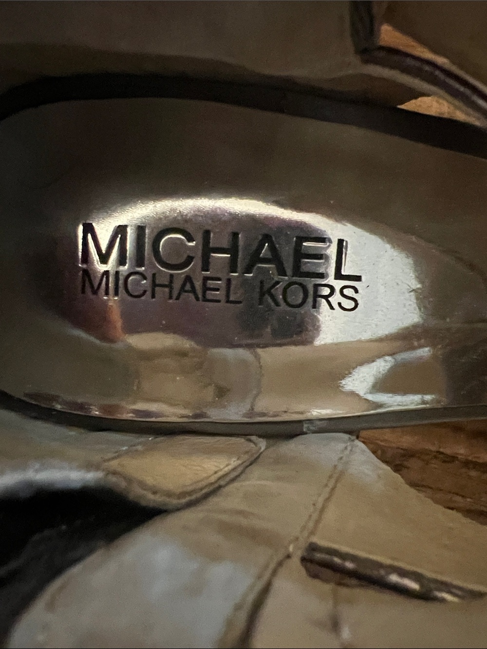 MICHAEL Michael Kors Pewter and Metallic Taupe Crisscross High Heel Sandals - Picture 2 of 8